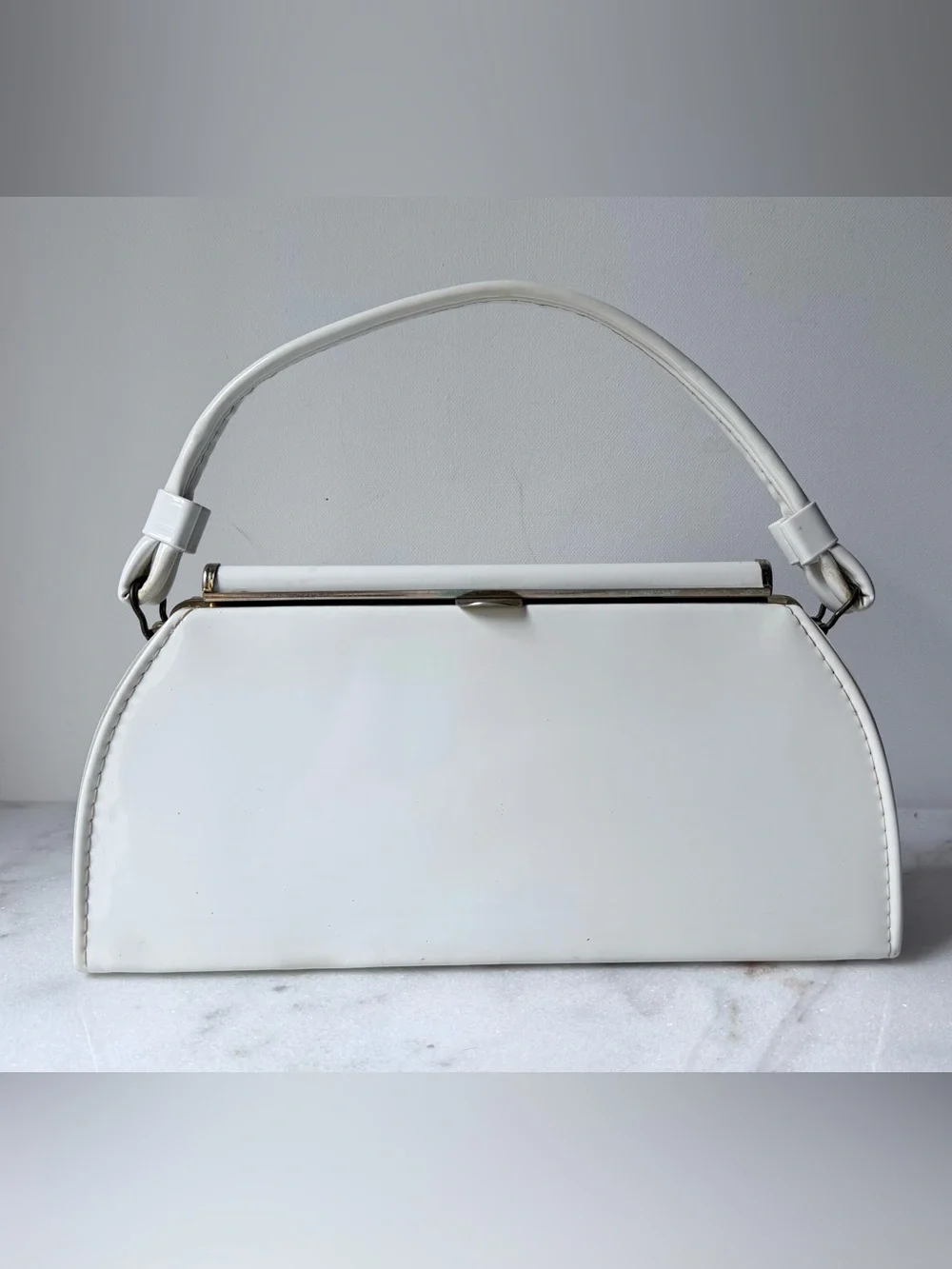 Vintage Classic White Top-Handle Women's Bag by Aetna USA.